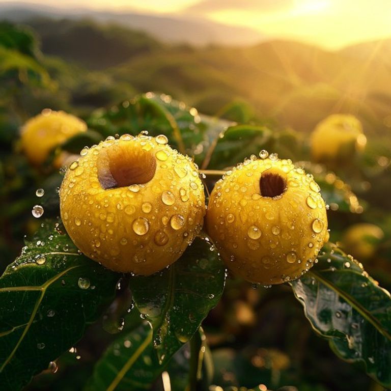 Fotorealistische weergave van Topazio koffiebessen in Brazilië